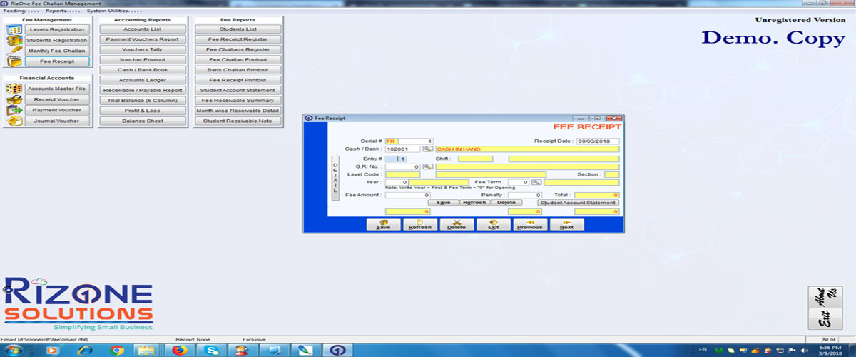 rizone fee challan management